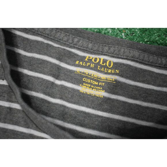 Polo Ralph Lauren Striped Custom Fit T-Shirt | Gray & White | Men’s XL - Picture 3 of 7